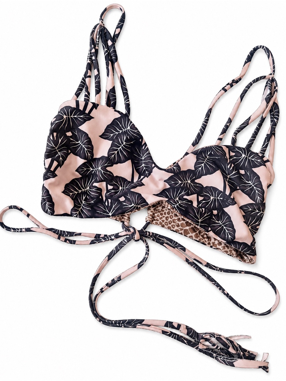 Acacia Swimwear Samoa Bikini Top Black Elephant Size M Taro